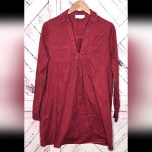 ASOS Design Twill Pocket Shift Mini Dress Raspberry Red Sz 6